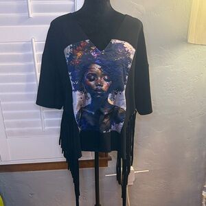 Black Artistic Print Women's Top